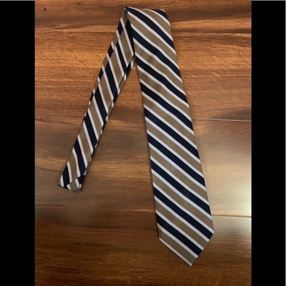 🌿SALE🌿 BLACK BROWN 1826 Silk Black Brown Striped Necktie - Picture 2 of 10